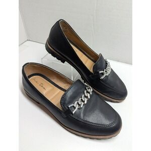 Loafers Women 6 Silver Chain  Black ME TOO Preppy College  Comfort Classic